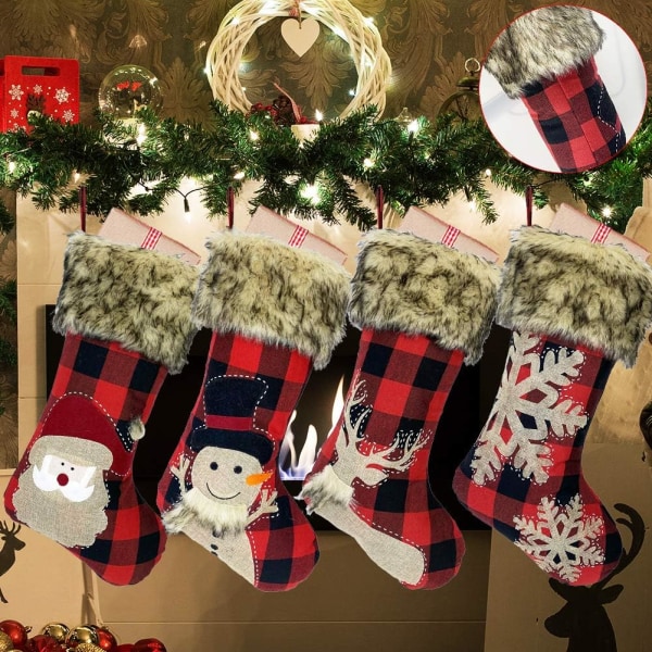 Set med 4 julstrumpor, stora julstrumpor, julstrumpor 46,5 cm, julstrumpor, jultomte
