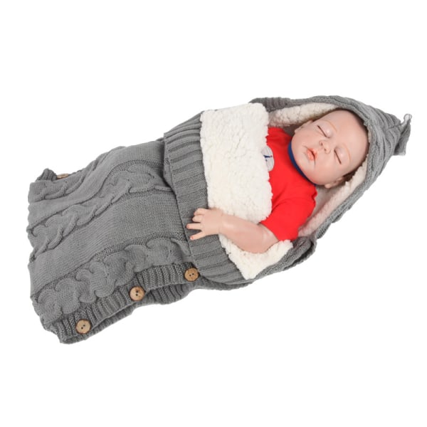 Newborn Baby Knit Wrap Blanket Infant Sleeping Bag-Grey