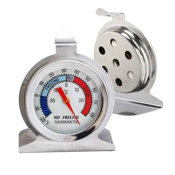 PCS Termometer i rustfrit stål, køleskabstermometer, frysetermometer, termometer i rustfrit stål, tilbehør til køleskabe, frysere,