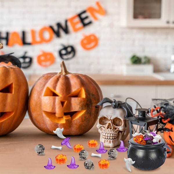 Halloween Vase Fyldstof, Mini Akryl Græskar Spøgelse Skalle Skelet Hexehatte til Halloween Party Midtpunkter Bord Scatter
