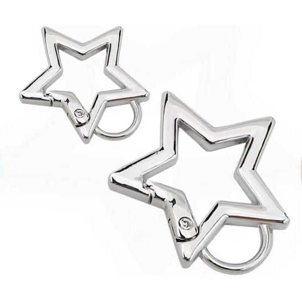 2Pc Silver Star Shaped Stainless Steel Keychain Clip Carabiner Snap Hook Holder Star Carabiner Hook Clip Key Holder Cara