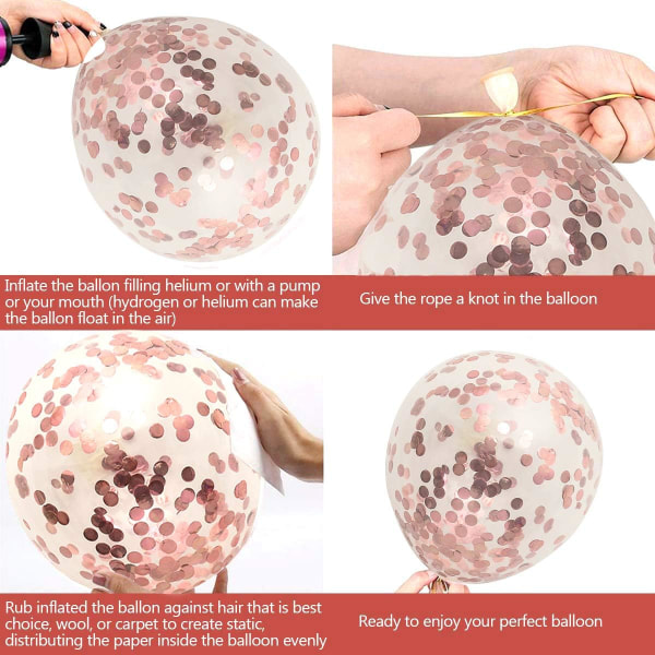 Ruusukultaiset ilmapallot ja konfettiilmapallot Latex Glitter Ballo