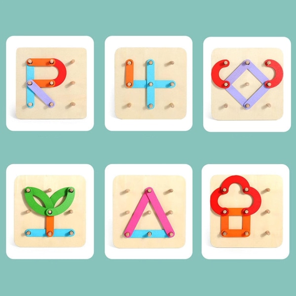 Multifunktionelt Montessori Collage Legetøj, Building Puzzle Woode