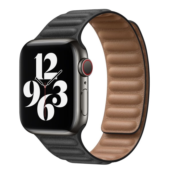 Noir Kompatibel med Apple Watch 7 Magnetisk Læder 42m