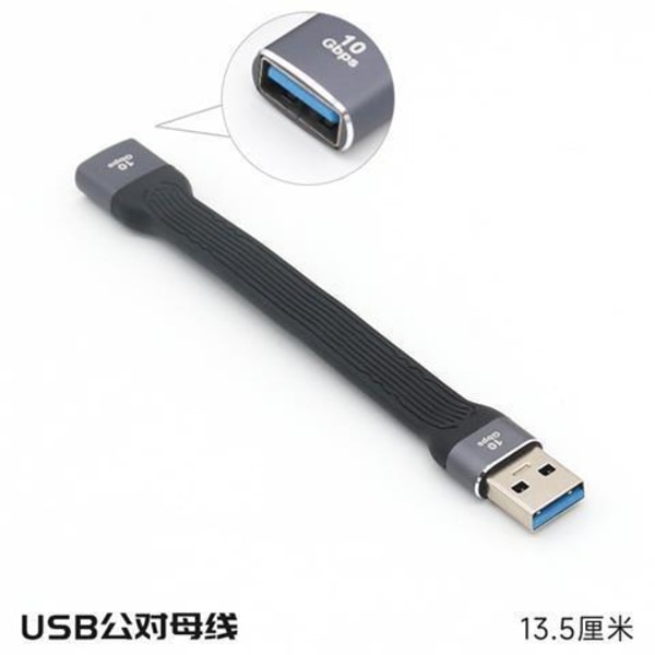 10 Gbps USB 3.1 Litteä Pehmeä Datakaapeli 100W USB3.1 Uros - Type C Naaras 4K@60Hz Lyhyt USB C