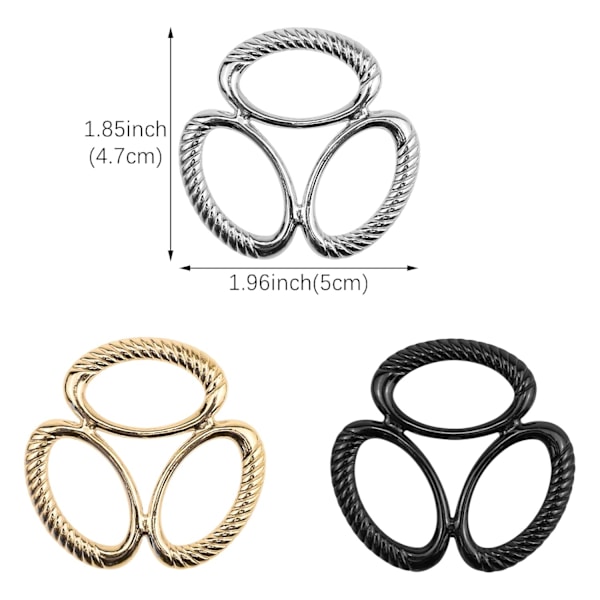 6 st Tre Ring Halsduksring Halsdukar Spänne Enkel Mode Omslag Hållare Klämma Trippel Slide Smycken Sidenhalsduk Lås Clips f