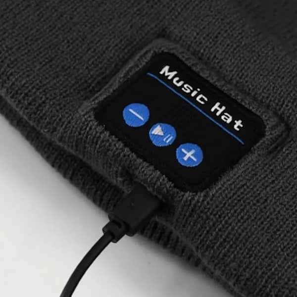 Unisex Beanie Hat med Lys & Trådløse Bluetooth-hovedtelefoner til Kvinder Mænd Far USB Rech Blue