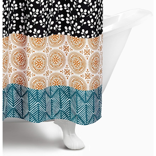 Boho Randig Färgglad Djärv Design Duschdraperi, 72\" x 72\",