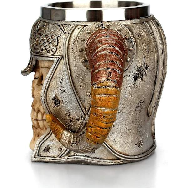 Rustfrit stål kranie krus viking skelet drikkekrus harpiks ølkrus kaffekrus te krus te kop hal