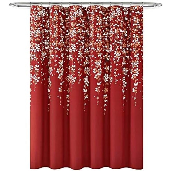Røde blomster, der skinner i badeværelset, slidstærke og holdbare, vandtætte, ikke lette at falme dørgardiner, gardiner,
