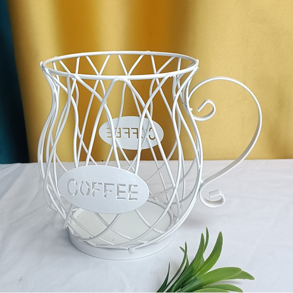 Kaffekapselkorg (vit), förvaringskorg för kaffekoppar, kaffekapselkorg