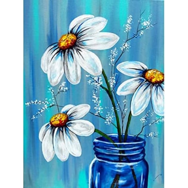 30x 40 cm Adult Diamond Painting Kits, DIY 5D Round Vase Full Diamond Flower Floral Diamond Art, Great for Beginner Pain