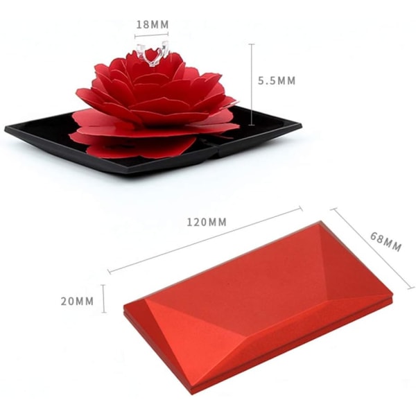 Boîte de Bague de Fiançailles Fleur Rose Boîte à Bagues 3D Pop