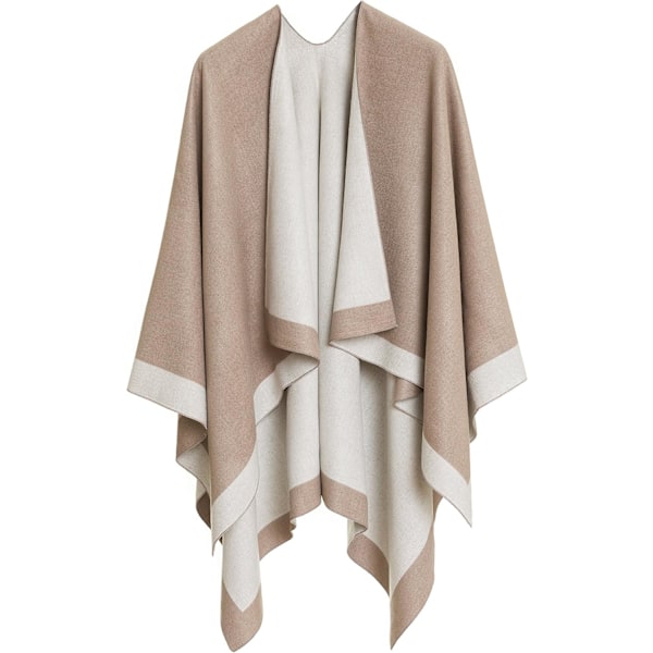 Dame Shawl Wrap Poncho Kappe Cardigan Trøje Åben Foran til Efterår Vinter