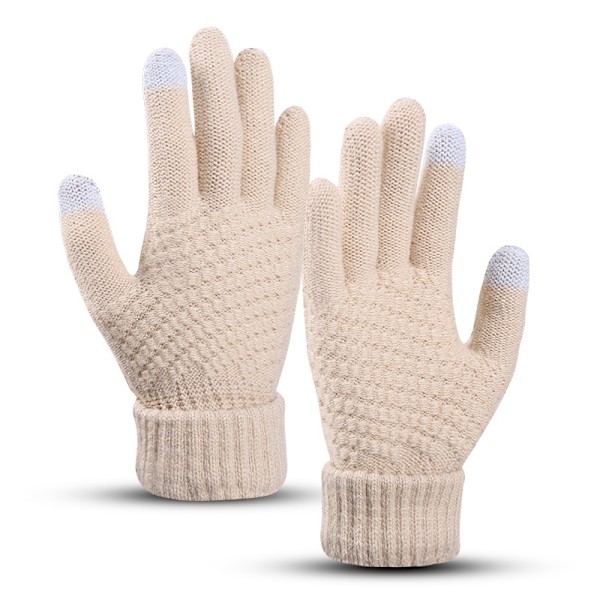 Stickad mössa vintermössa halsduk set stickad fleece bobble touchscree