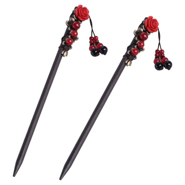 2 PAK Japansk kinesisk hårpinne retro trehårnål, blomsterhår spisepinner håndlaget Wo