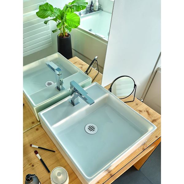 60 mm frittstrømmende vaskesluk i designer messing, forkrommet