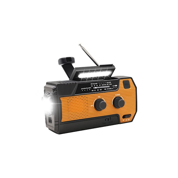 st Nödradio med Solceller, Handvev, Självdriven, med LED-ficklampa, SOS-larm, AM/FM Väderradio med Uppdragning och 4000mAh Batteri för Nödsituationer