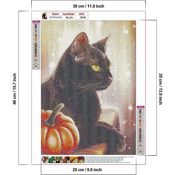 MH-Blue Dream Kit de peinture diamant chat noir 5D 30x40cm (arrang