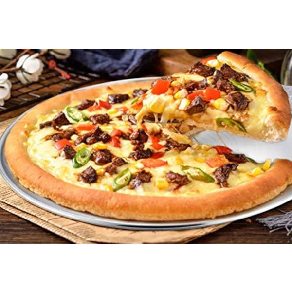 Pizza Pan i Rustfrit Stål Stor Pizza Pan Bakke Rund Pizzaovn Bageplade, Sund & Robust, Ovn & Opvaskemaskine Sikker