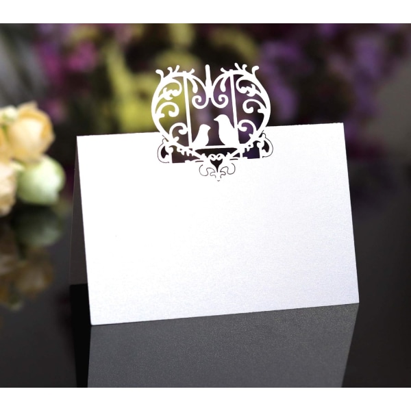 100 bryllupspladsmærkekort Placering af dørkortnavne Foldebart papir Hvidt bordkort til dekoration