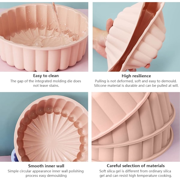 20 cm Rund Silikonkakeform, 2 stk Ikke-klebende Runde Silikonkakeformer Lagkakeform, 8 tommer Rund Silikonbakst