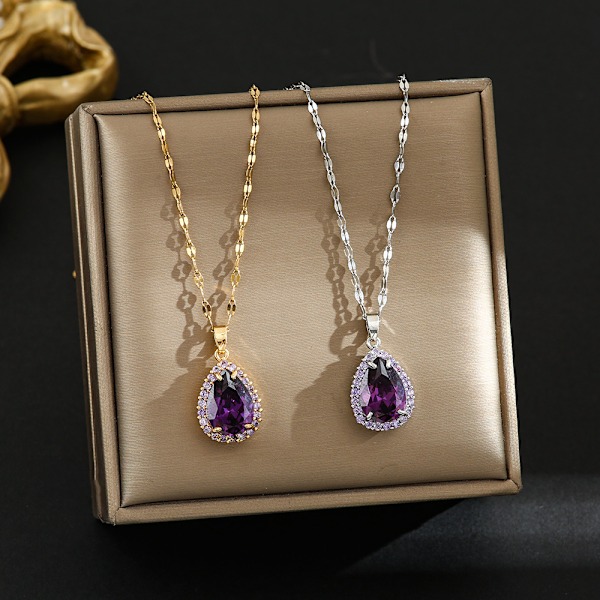 Kristallkedjan Halsband för Kvinnor Trendig, Statement Diamant Hängande Kubisk Zirkonia Sommar Strand Boho Smyckeset, 14K Sil