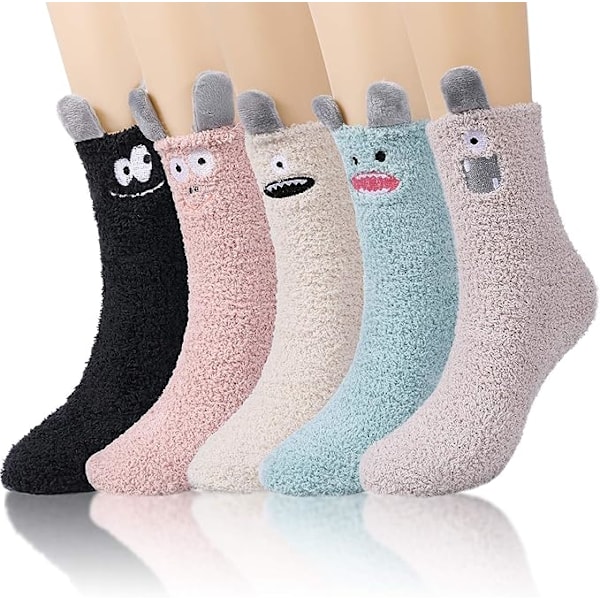 5 par fluffiga vinterstrumpor, mjuka varma strumpor, fleece strumpor tofflor casual semesterstrumpor, lämpliga f