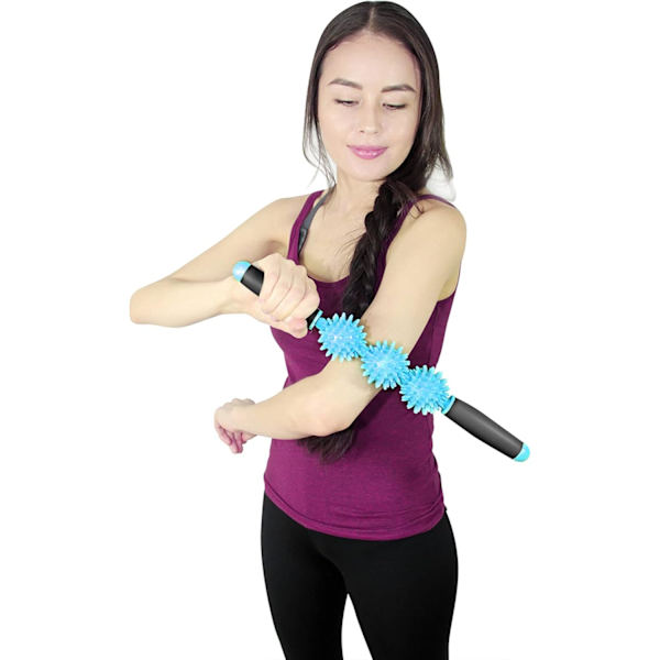3-bolls fascia muskelrulle - Anti-cellulitmassager, fascia rulle för celluliter och muskler Blue