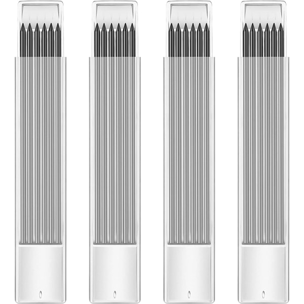 24 stykker 2,8 mm HB grafit refills Carpenter Pencils, Genanvendelige Break Resistant Silver Carpenter Mec