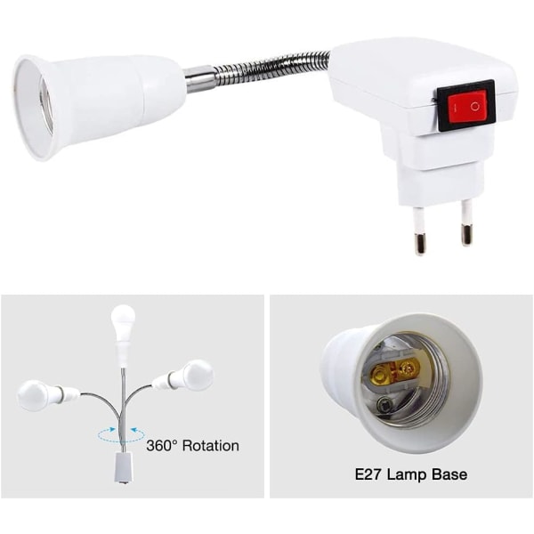 E27-sockel med trådlös strömbrytare, 360 graders justerbar LED-lampa dörrlampa för kontorsrumskök