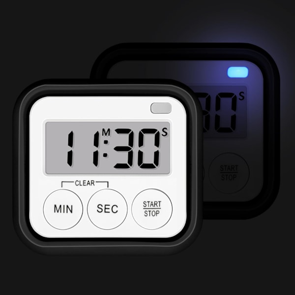 2 stycken Timer, Kök Timer, Matlagningsklass Timer, Barn Lärare Magnetisk Digital Timer Black