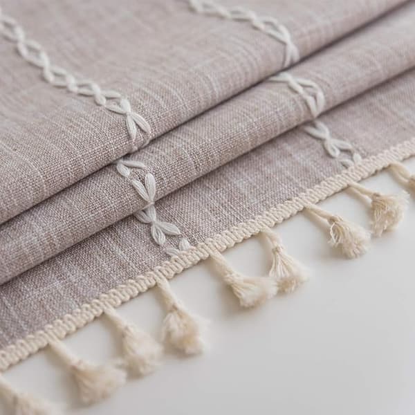 Sininen unelma Nappe carrée Nappe en coton avec pompons (mode marro