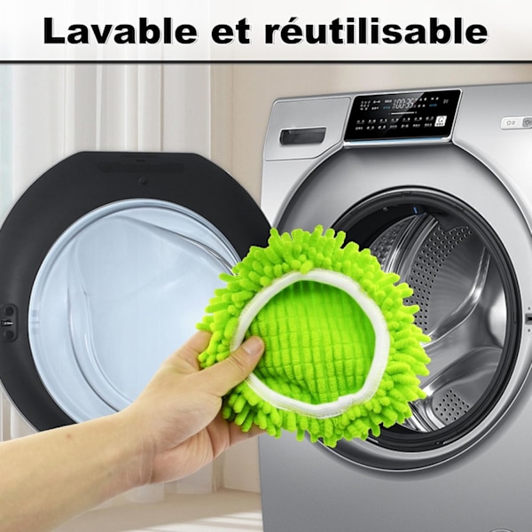 4 st Mikrofibermopp Refillhuvuden, Återanvändbara Moppdynor Kompatibla med Vileda Turbo 2 i 1 EasyWring&Clean Spin Mopp Tvättbara Ersättningsdukar