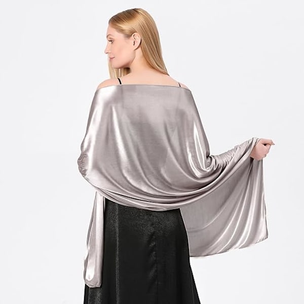 Satin Sjal för Kvinnor Bröllopssjal Passar för Aftonklänning Elegant Chic Sjal Passar för Black
