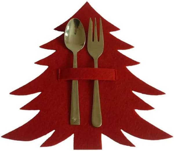 Julgranskniv- och gaffelpåse, tyg, bordsdukspåse, giftfri