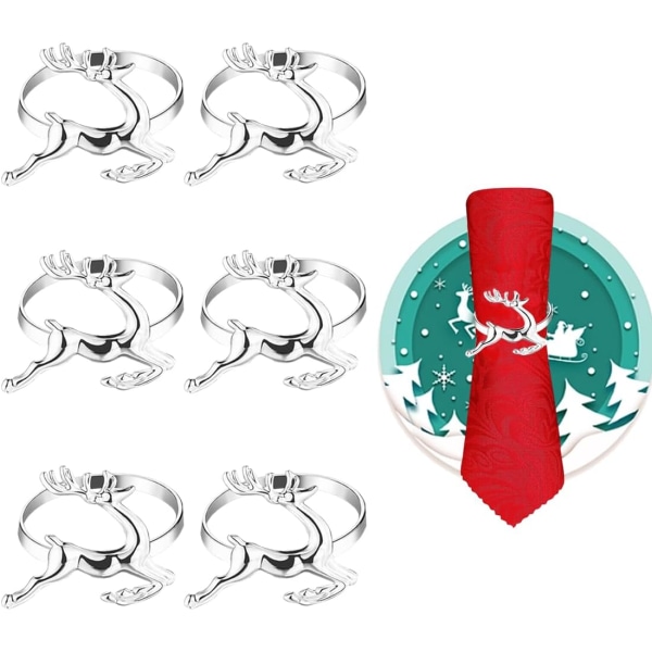 6 Pieces Christmas Reindeer Napkin Rings, Christmas Napkin Ring,