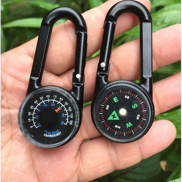 Mini Multifunktion Karabinhage 3 i 1 Kompas Termometer Udendørs H