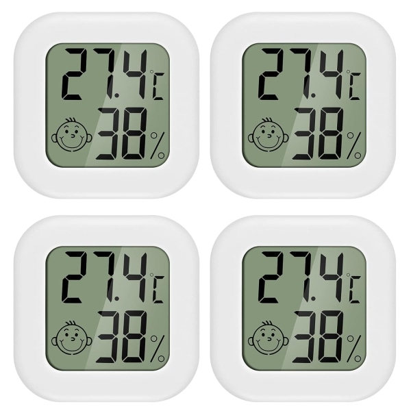 PAIRIER 4 Pieces Mini LCD Thermometer Hygrometer Indoor Home Termometer Suitable for Children's Room