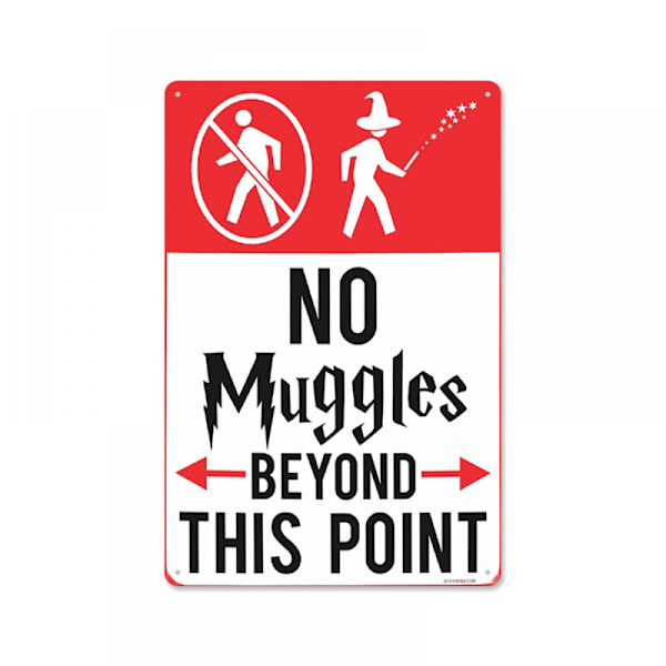 Ingen Muggles Tillatt Utover Dette Punktet Vintage Metallsilt (20*30cm) - Veggdekor