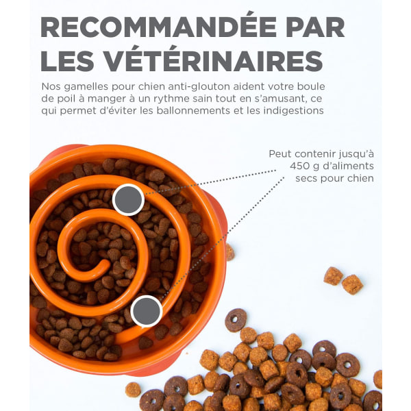 Orange L Fun Feeder Slo-Bowl - Langsom foderautomat til hunde