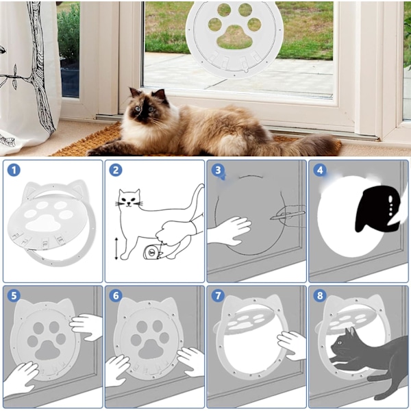 (Hvit) Kattluke Myggnett Kattluke Liten Størrelse, Kattluke Liten Størrelse 22CM Kattluke Balkongdør Svart
