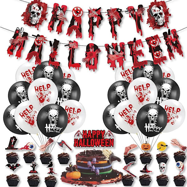39 Halloween-juhlan koristetta, Happy Halloween -banneri,