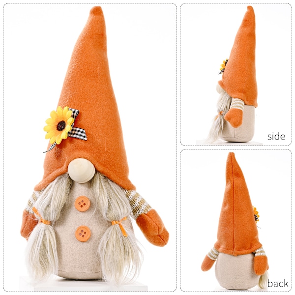 Set med 2 Deko Höst Gnome Plysch Elf Thanksgiving Solros Dekoration för Hem Kök