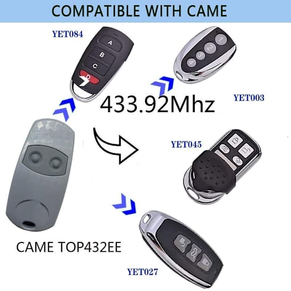 Came TOP-432EE kädessä pidettävä lähetin 433,92 MHz portti- ja autotallin kaukosäädin