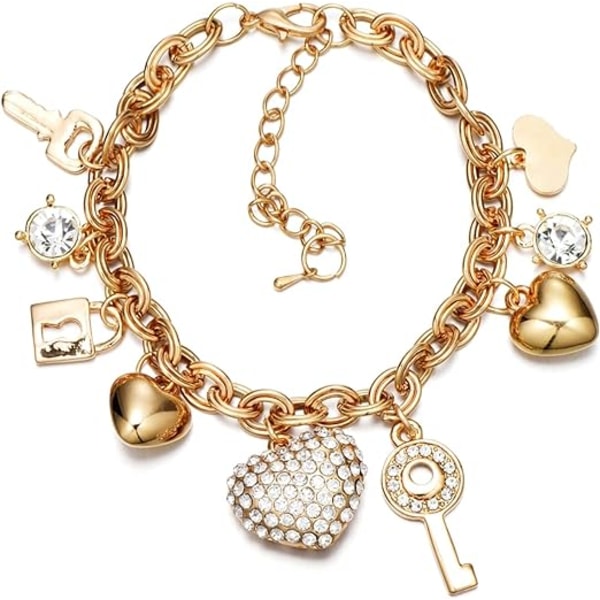 Gold Chain Link armbånd Extender 14 K gullbelagt kjærlighet låst BH