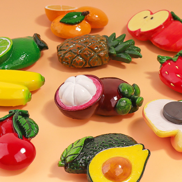 (stil 44)3 Simulerad frukt kylskåpsmagnet