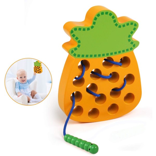 Jouets Montessori, jouets d'enfilage d'ananas, jouets en dentelle