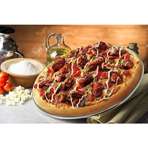 Pizza Pan i Rustfrit Stål Stor Pizza Pan Bakke Rund Pizzaovn Bageplade, Sund & Robust, Ovn & Opvaskemaskine Sikker