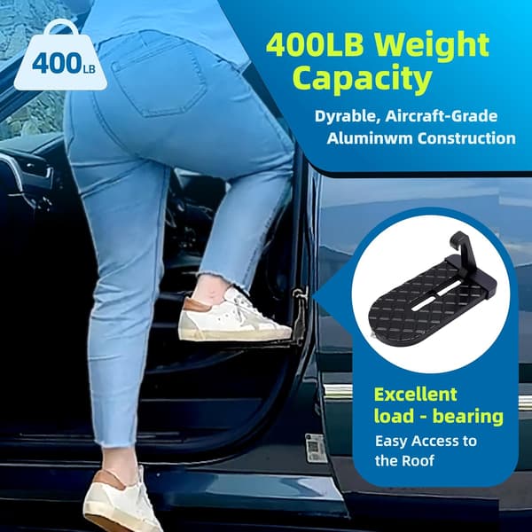 Bilstige, Universal Pasform, Foldbar Aluminium Bilstige, 400lbs Belastningskapacitet, Passer til de fleste Biler, SUV